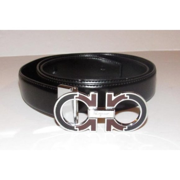 Salvatore Ferragamo Black Brown Chrome Belt main image 4